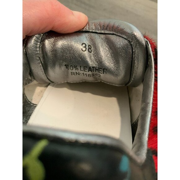 Zadig & Voltaire Red & Black Leopard Print Lace-Up Sneakers, Size 8 (US) 38 (IT) - Picture 10 of 10